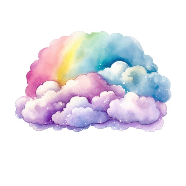 Beautiful Watercolor Clipart Image of a Rainbow