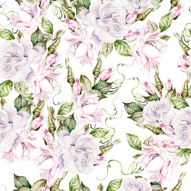 Beautiful watercolor pattern with flowers