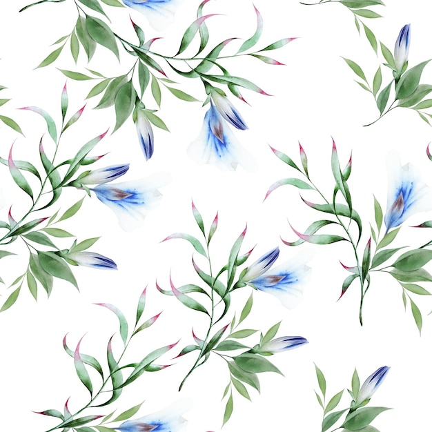 Beautiful watercolor seamless pattern with flowers. Hand drawn.