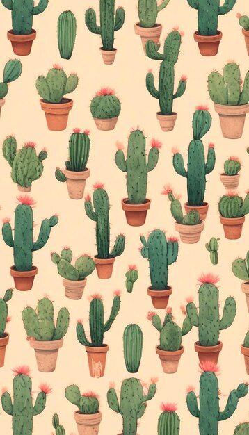 Beautiful Watercolour Cactus Pattern