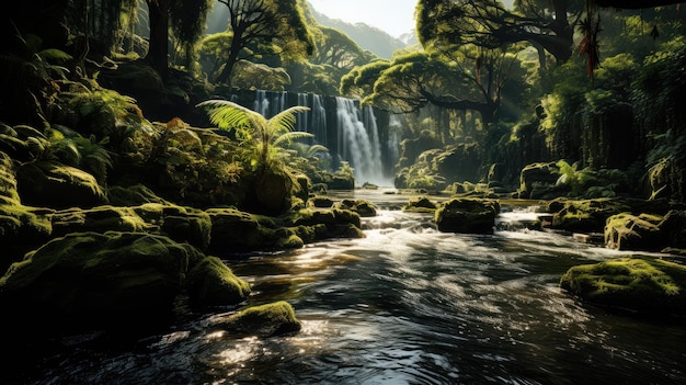 Beautiful waterfall in deep forest