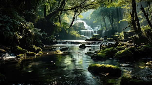 Beautiful waterfall in deep forest