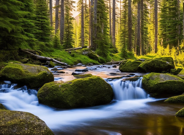 beautiful waterfall in the forest