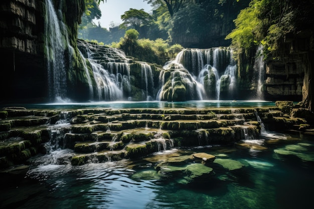 beautiful waterfall peaceful landscape professional photography