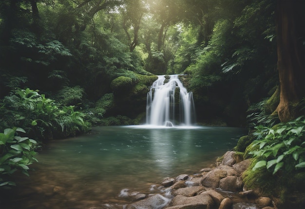 Beautiful waterfall in the rainforest