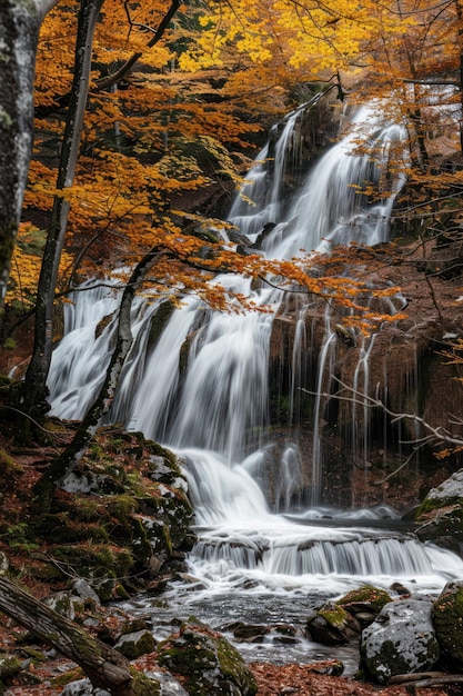 beautiful waterfall with green tree nature landscape