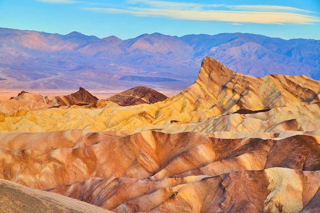 Beautiful waves of color in sediment rocks at zabriskie point in death valley