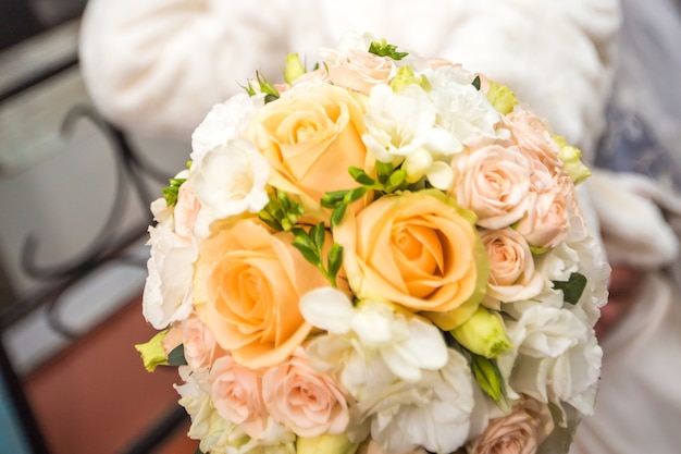 The beautiful wedding bouquet for the bride