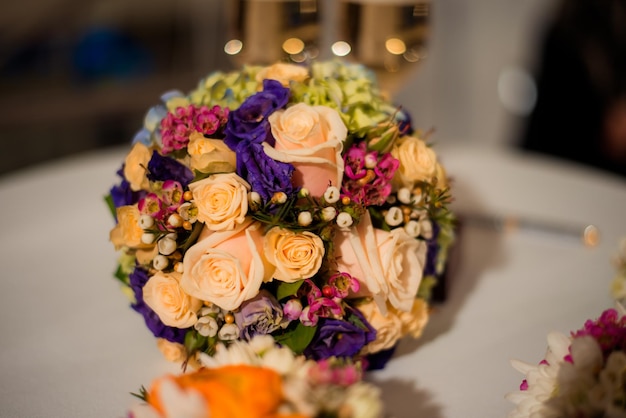 Beautiful wedding bouquet of orange flowers