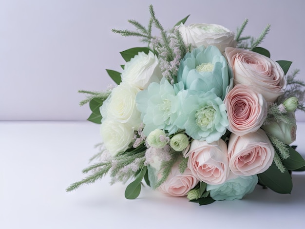 Beautiful wedding bouquet in pastel colors ai generative