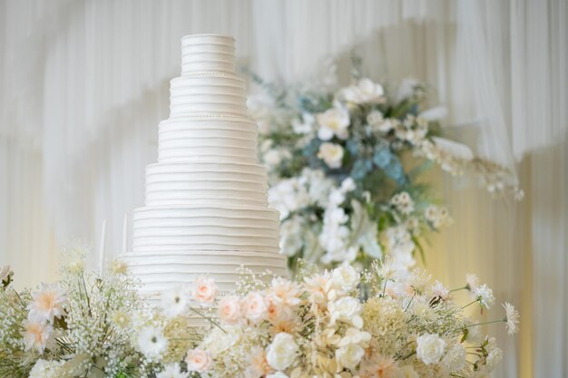 Beautiful wedding cake with blur background