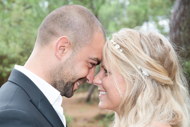 Beautiful wedding couple is enjoying wedding