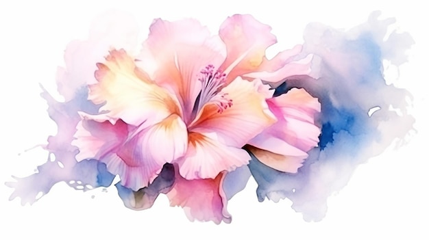 Beautiful wedding watercolor with floral and leaves Generative AI