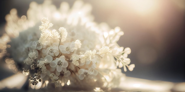 Beautiful wedding white bouquet Banner AI Generated