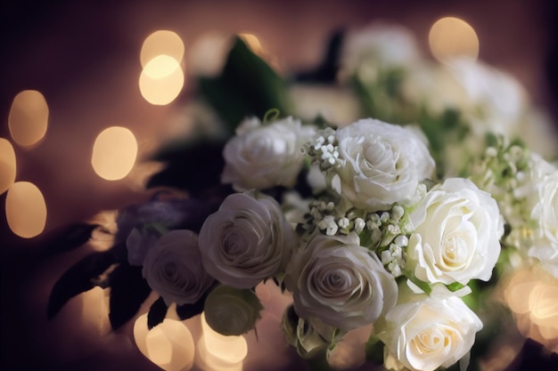 Beautiful wedding white bouquet Banner AI Generated