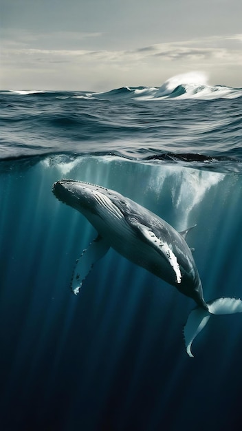 Photo beautiful whale crossing the ocean