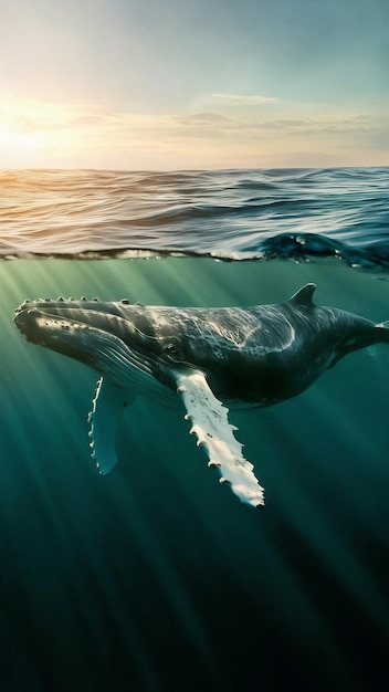 Photo beautiful whale crossing the ocean