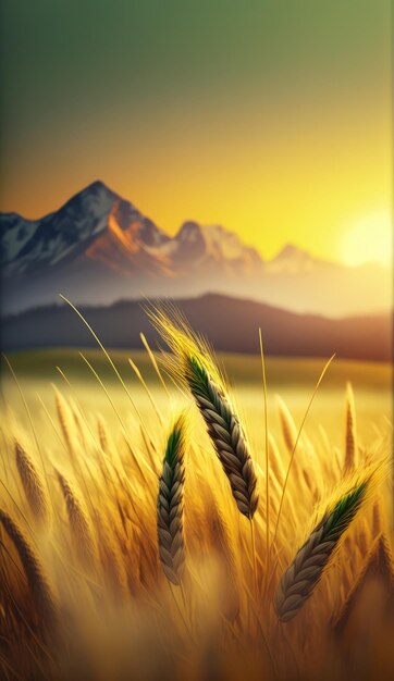 A beautiful wheat field in the sunset generative ai