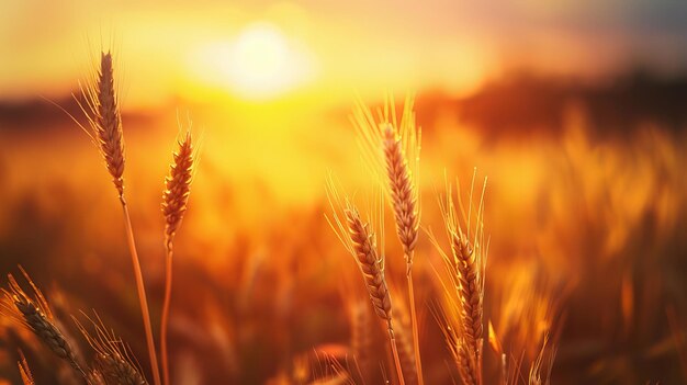 Beautiful Wheat Field at Sunset Nature Sunset Background