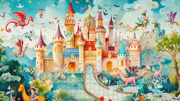 A beautiful and whimsical illustration of a fairy tale castle