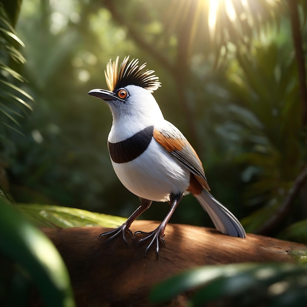 Beautiful whit crested laughing thrush live in tropical forest Ai Generated