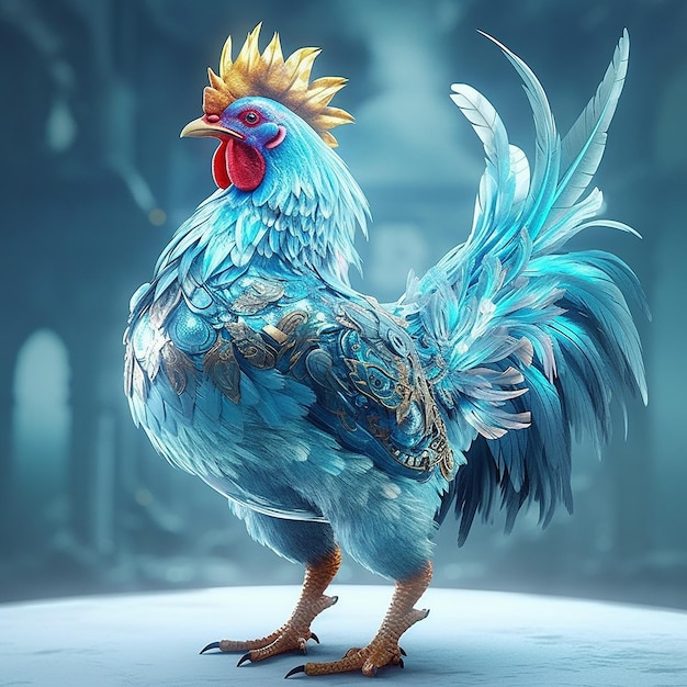 Beautiful white and blue chicken images Generative AI