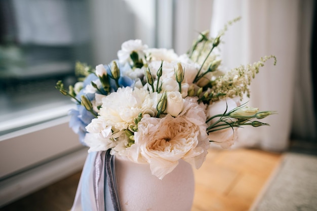 Beautiful white bridal bouquet of flowers wedding accessories