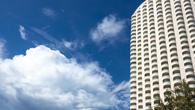 a beautiful white building and blue sky