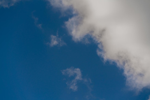 Beautiful white clouds on a bright blue background