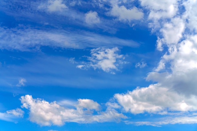 Beautiful white clouds on a bright blue background