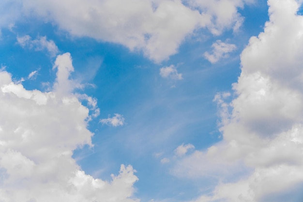 Beautiful white clouds on a bright blue background