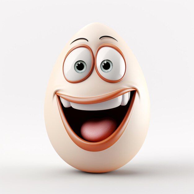 Beautiful white egg with cheerful smile isolated 3D rendering AI Generated style