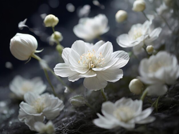 Photo beautiful white flowers on dark background