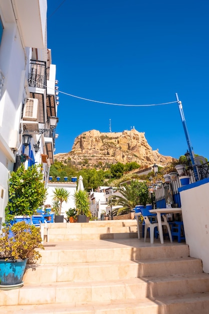 Beautiful white and picturesque houses in the Santa Cruz neighborhood in Alicante Valencian Community