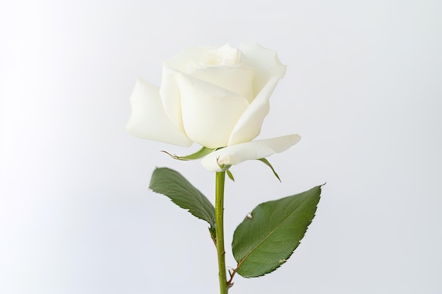 Beautiful white rose on white background