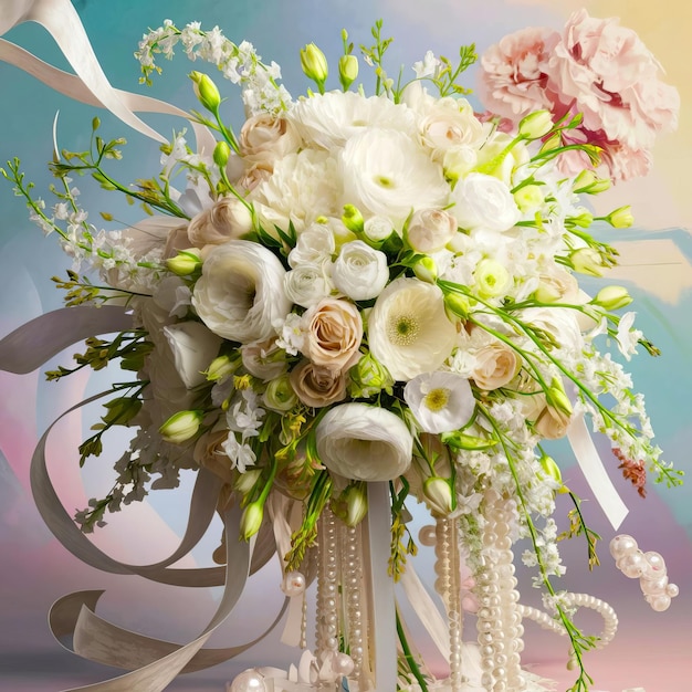 Beautiful White Wedding Bliss Elegant Bouquet of White Flowers