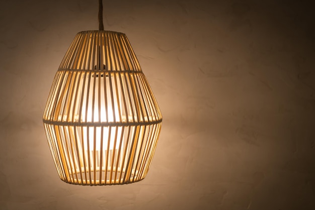 beautiful wicker or rattan hanging lamp