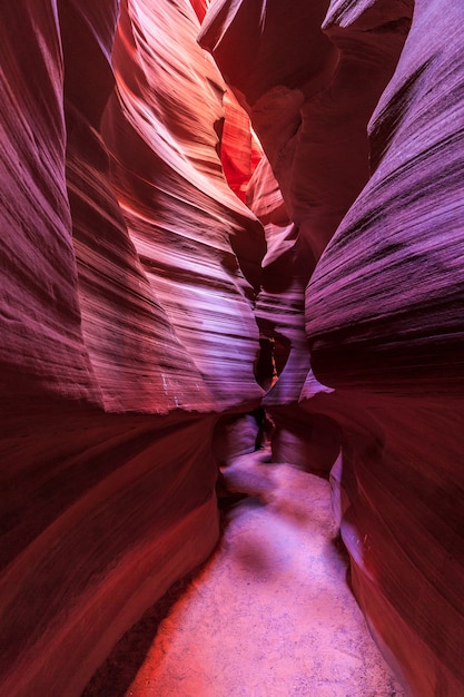 Beautiful wide angle view of amazing sandstone formations in famous Antelope Canyon