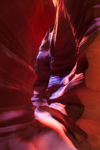 Beautiful wide angle view of amazing sandstone formations in famous Antelope Canyon