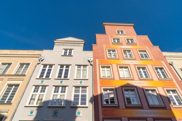 Beautiful windows colorful houses on the old town of Gdansk