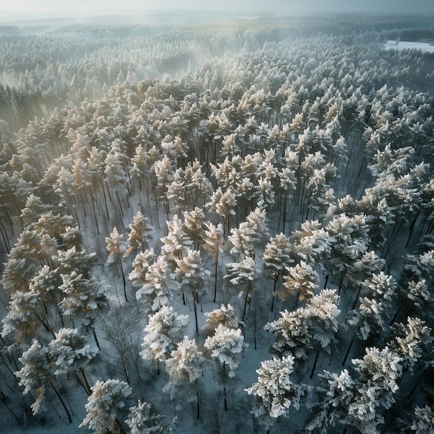 Beautiful winter landscape snow and fir trees realistic photo