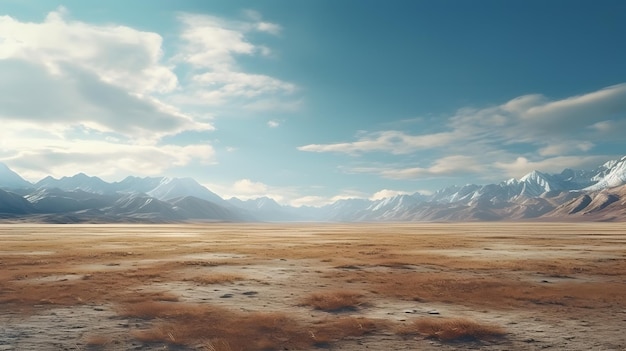 beautiful winter landscape with snowcapped mountains and blue sky