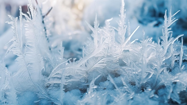 Beautiful winter morning nature closeup elements background Cold weather frosty seasonal landscape