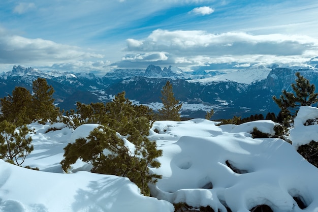 Beautiful winter mountain landscape  (Rittner or Ritten Horn, Italy)