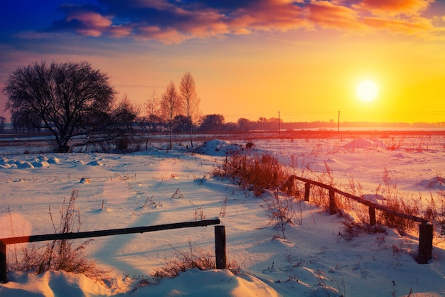 Beautiful winter sunset