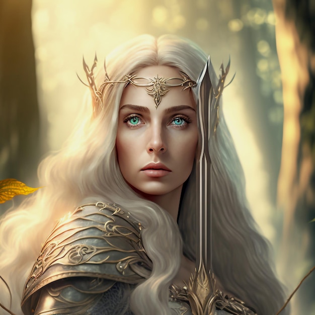 beautiful woman, beautiful queen of the forest ai generated art