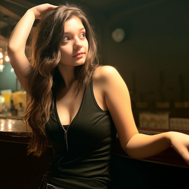 beautiful woman in black dress