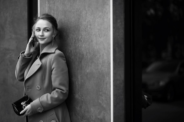 Beautiful woman at a business meeting black and white