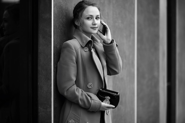 Beautiful woman at a business meeting black and white