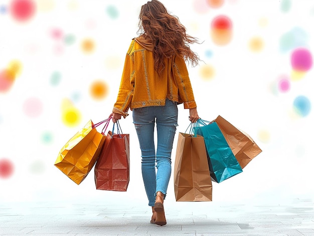 Beautiful Woman Carrying Lots of Shopping Bags